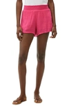 Michael Stars Peggy Smocked Waist Gauze Shorts In Magenta