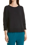 Eileen Fisher Crewneck High-low Sweatshirt In Black