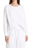 Eileen Fisher Long Sleeve Organic Cotton Tee In White