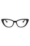 Versace 54mm Cat Eye Optical Glasses In Black Gold