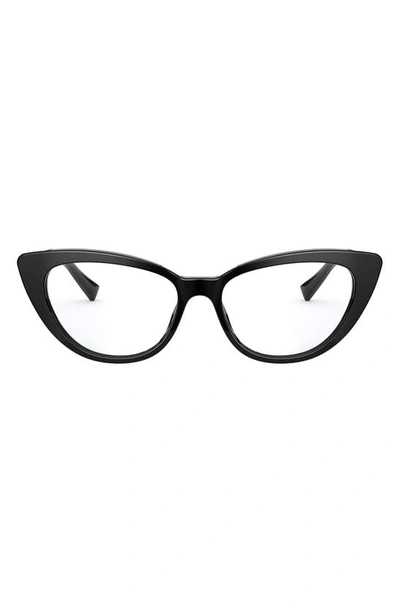 Versace 54mm Cat Eye Optical Glasses In Black Gold