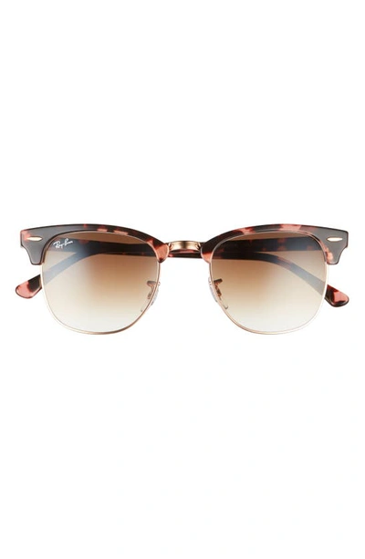 Ray Ban Clubmaster 51mm Gradient Sunglasses In Pink Havana/ Clear Brown