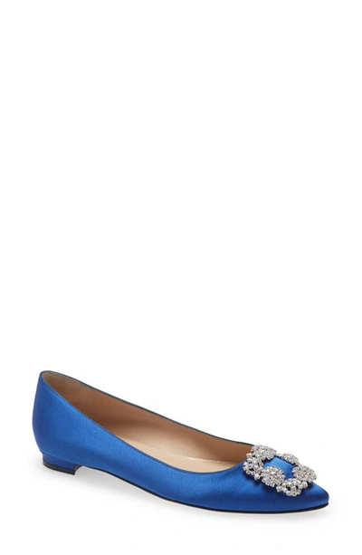 MANOLO BLAHNIK MANOLO BLAHNIK HANGISI CRYSTAL BUCKLE FLAT,9XX-0347-0033