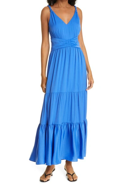 Kobi Halperin Remy V-neck Tiered Maxi Dress In Ocean Blue