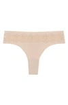 Uwila Warrior Vip Lace Trim Thong In Almond