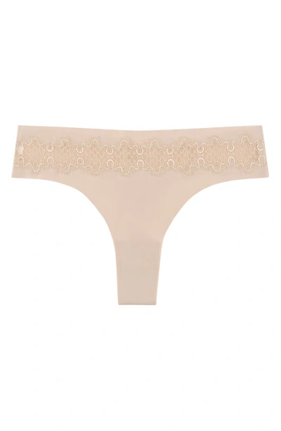 Uwila Warrior Vip Lace Trim Thong In Almond