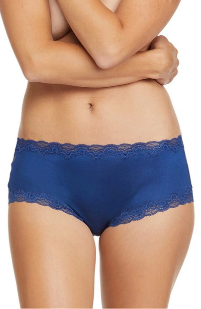 Uwila Warrior Soft Silks Lace-trim Bikini Briefs In Estate Blue