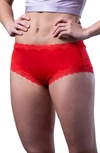 Uwila Warrior Soft Silks Lace-trim Bikini Briefs In Fiery Red