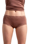 Uwila Warrior Soft Silks Lace-trim Bikini Briefs In Brown