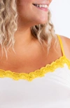 Uwila Warrior Soft Silks Lace-trim Camisole In Winter White With Solar Power