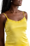 Uwila Warrior Soft Silk Lace Trim Camisole In Lemon Zest