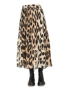 GANNI GANNI PLEATED LEOPARD PRINT MIDI SKIRT