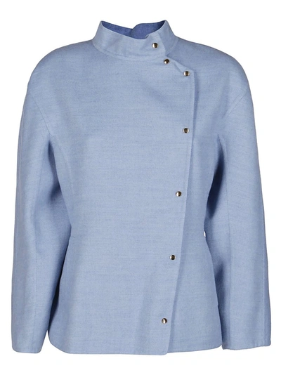 Agnona Buttoned-up Cashmere Jacket In Blue