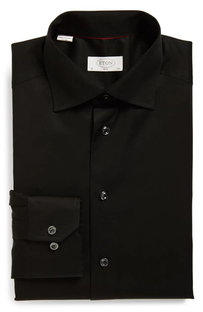 Eton Slim Fit Twill Dress Shirt In Black