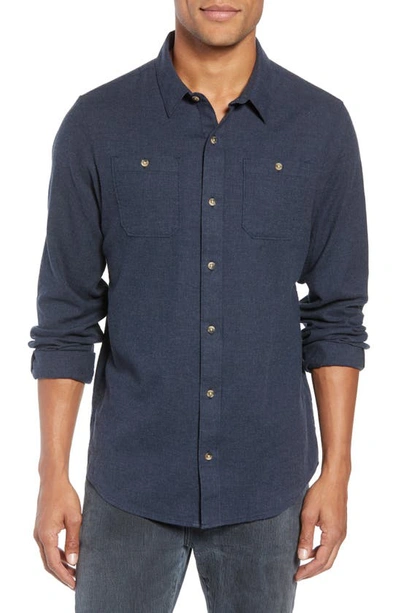 Travismathew Travis Mathew Hefe Regular Fit Flannel Sport Shirt In Blue Nights
