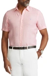 Polo Ralph Lauren Short Sleeve Linen Button-down Shirt In Light Pink