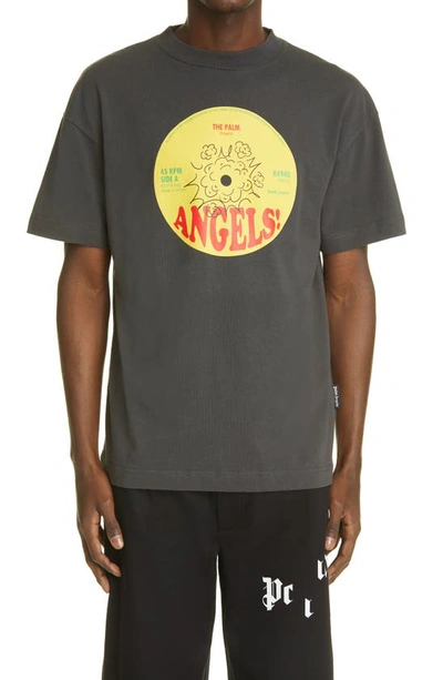 Palm Angels Records Graphic Tee In Black Yellow
