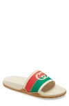 Gucci Agrado Slide Sandal In Cream/red/green