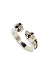Alexander Mcqueen Twin Skull Ring In Silver