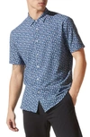 Good Man Brand Flex Pro Slim Fit Print Short Sleeve Button-up Shirt In Lyons Blue Daisy Pop