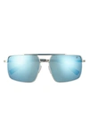 Hurley Explorer 58mm Polarized Navigator Sunglasses In Silver/ Smoke Base