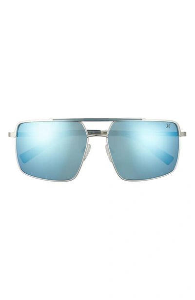 Hurley Explorer 58mm Polarized Navigator Sunglasses In Silver/ Smoke Base