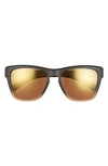 Hurley Deep Sea 54mm Polarized Square Sunglasses In Matte Blk/khaki/ Smoke Green