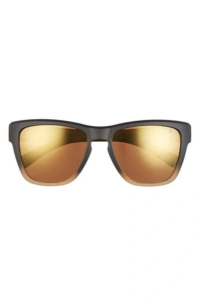 Hurley Deep Sea 54mm Polarized Square Sunglasses In Matte Blk/khaki/ Smoke Green