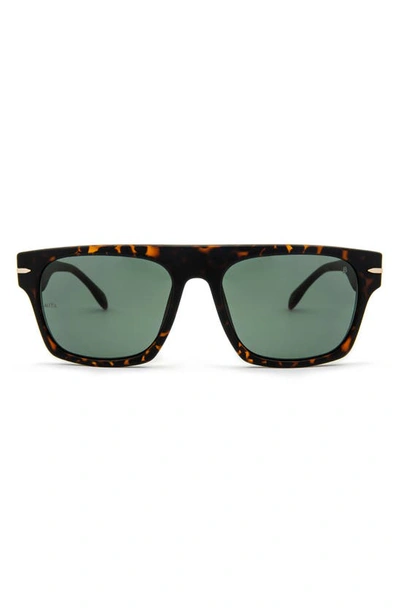 Mita Nile 56mm Rectangular Sunglasses In Matte Brown Demi / G-15 Green