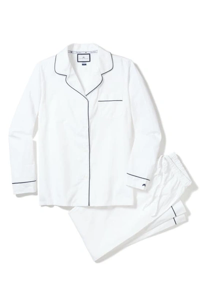 Petite Plume Men's Solid Twill Pajama Set With Piping In White