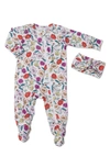 Baby Grey By Everly Grey Print Footie & Headband Set In Zinnia