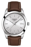 TISSOT T-CLASSIC GENTLEMAN LEATHER STRAP WATCH, 40MM,T1274101603100