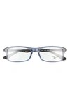 Ray Ban 54mm Rectangular Blue Light Blocking Glasses In Blue/ Clear