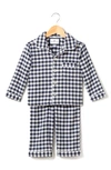 Petite Plume Kids' Gingham Flannel Pajama Set In Navy