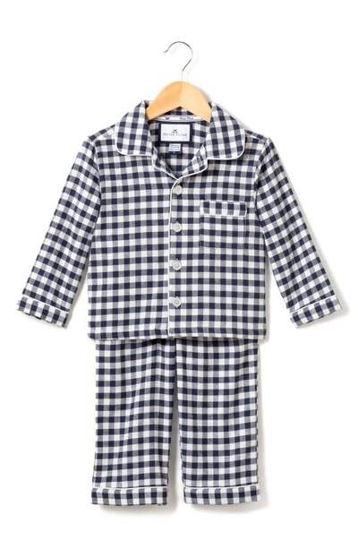 Petite Plume Kids' Gingham Flannel Pajama Set In Navy