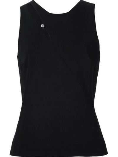Mugler Cut-out Sleeveless Crepe Top In Black