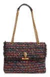 Kurt Geiger Large Kensington Tweed Shoulder Bag In Red Comb