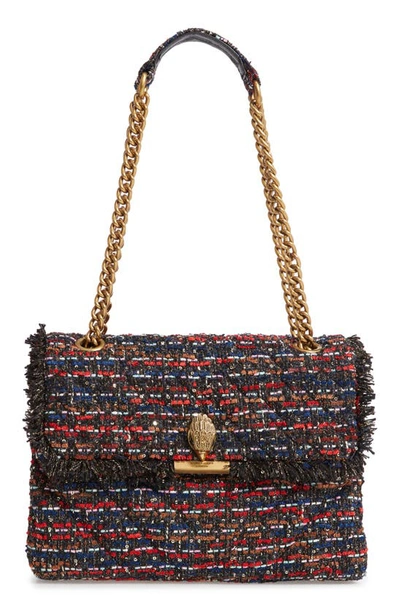 Kurt Geiger Large Kensington Tweed Shoulder Bag In 黑色