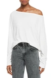 Allsaints Rita Oversize One-shoulder Long Sleeve Tee In Chalk White