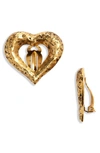 SAINT LAURENT HAMMERED HEART CLIP-ON EARRINGS,635644Y1500