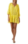 Melissa Odabash Ashley Eyelet Detail Cotton Cover-up Tunic In Lemon