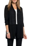 Nic + Zoe Open Front Linen Blend Long Cardigan In Black Onyx