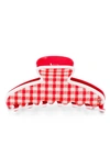 Alexandre De Paris Gingham Jaw Hair Clip In Red And White