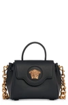 Versace Medusa Patent Leather Top Handle Bag In Black
