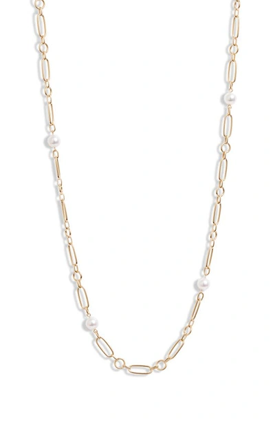 Mikimoto Women's M 18k Yellow Gold & 6.5mm Cultured Akoya Pearl Station Link Necklace/24"