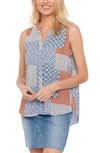 Nydj Print Pleat Back Sleeveless Split Neck Blouse In Gemma Geo