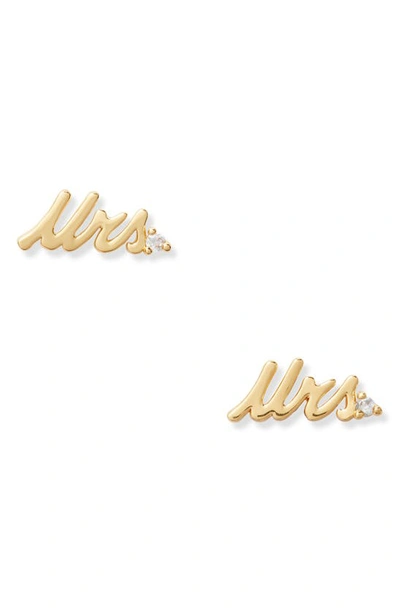 Kate Spade Goldplated & Cubic Zirconia Mrs. Stud Earrings In Clear/gold