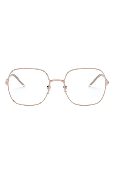 Prada 54mm Rectangle Optical Glasses In Pink Gold