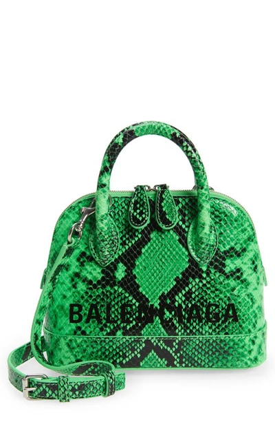 Balenciaga Extra Extra Small Ville Aj Snake Embossed Leather Satchel In Vert/ Nero