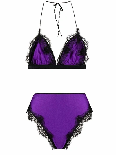 Oseree Oséree Travaille Lace Trim Bikini Set In Purple